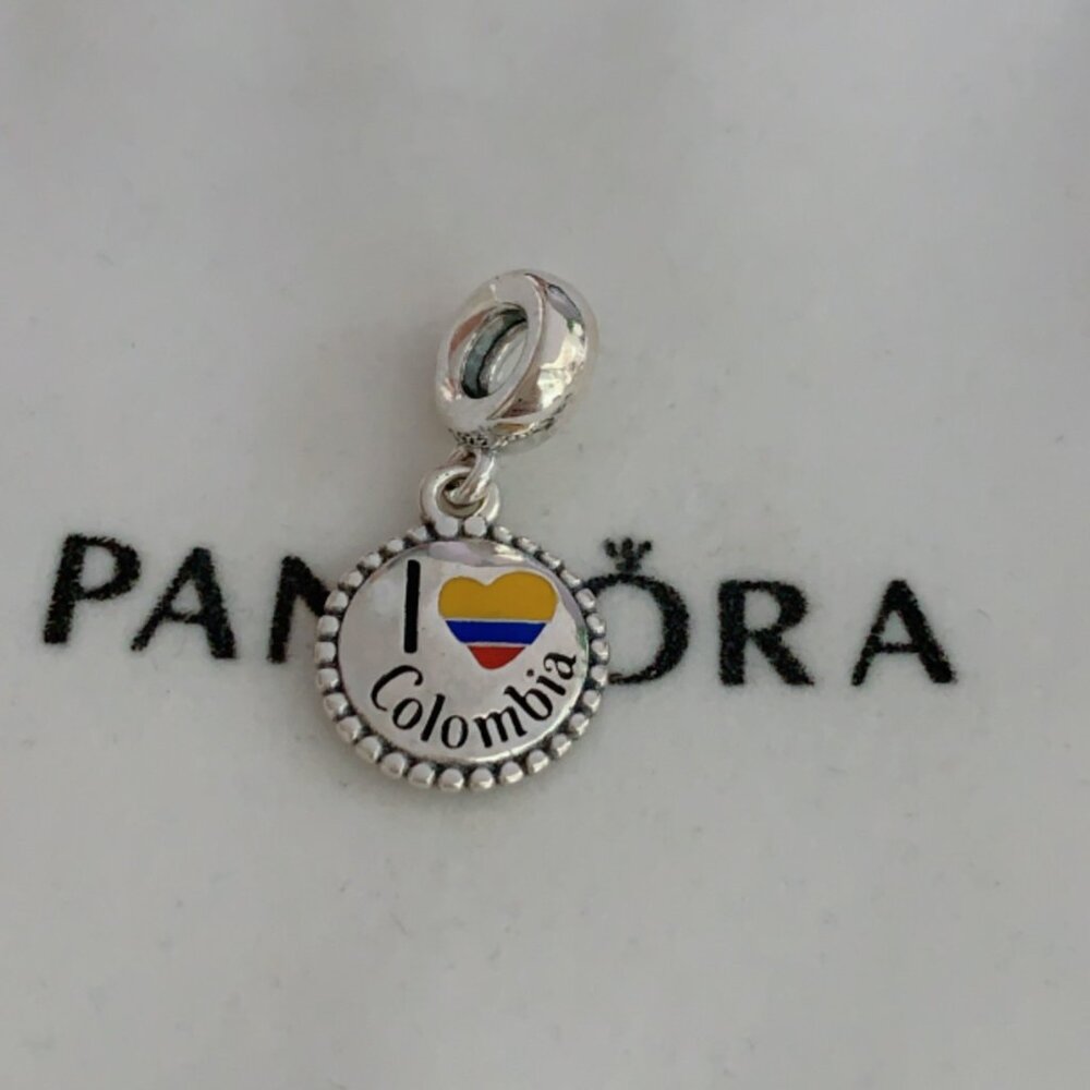 Pandora I Love Coiombia Exclusive Dangle Charm Pendant /Exclusive Enamel Dangle